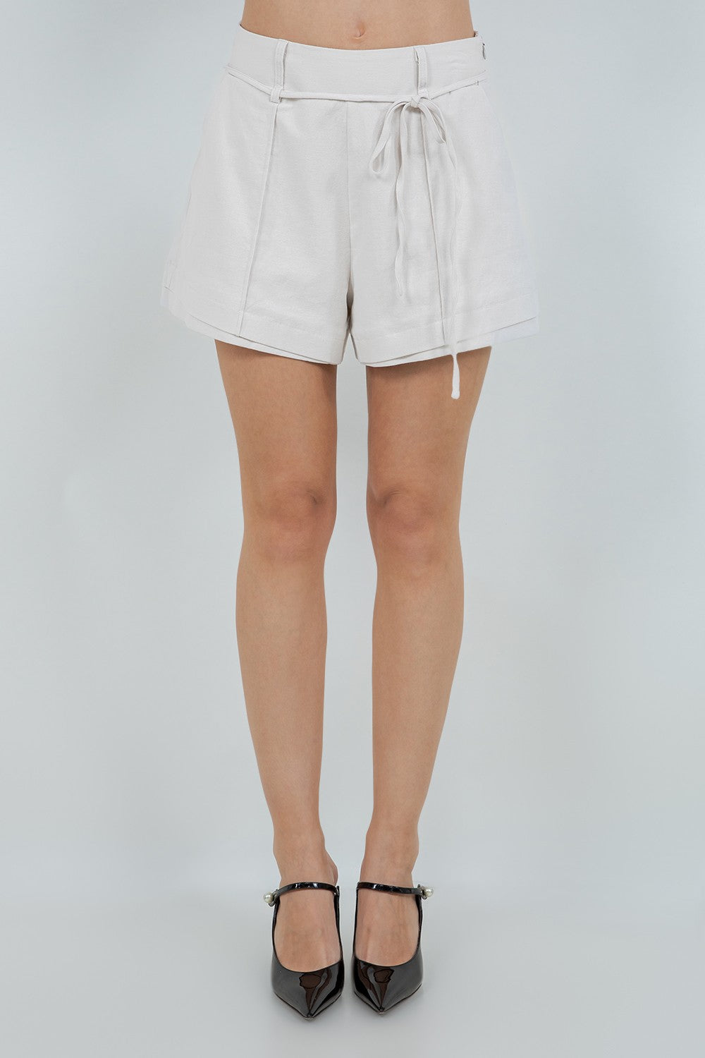 The Haven Linen Blend Belted Shorts