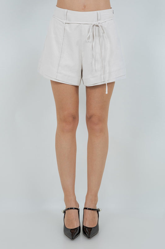 The Haven Linen Blend Belted Shorts