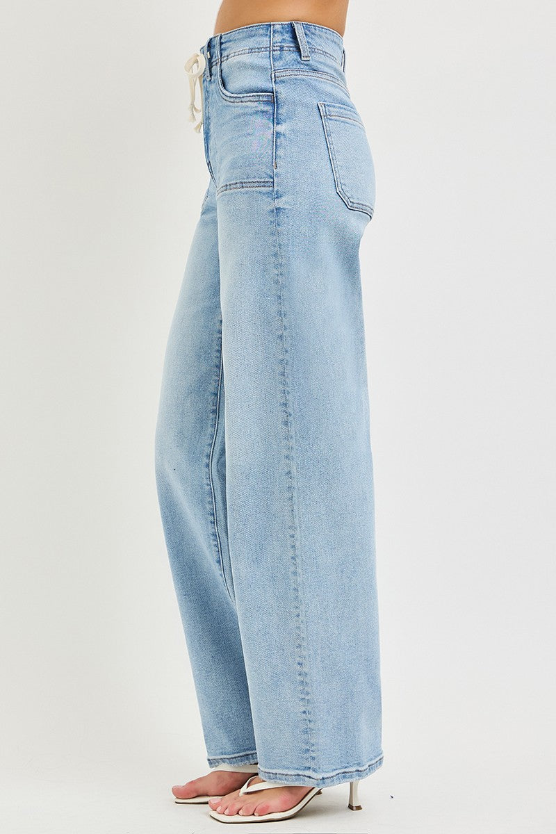 Audrey High Rise Tie Waist Baggy Jeans