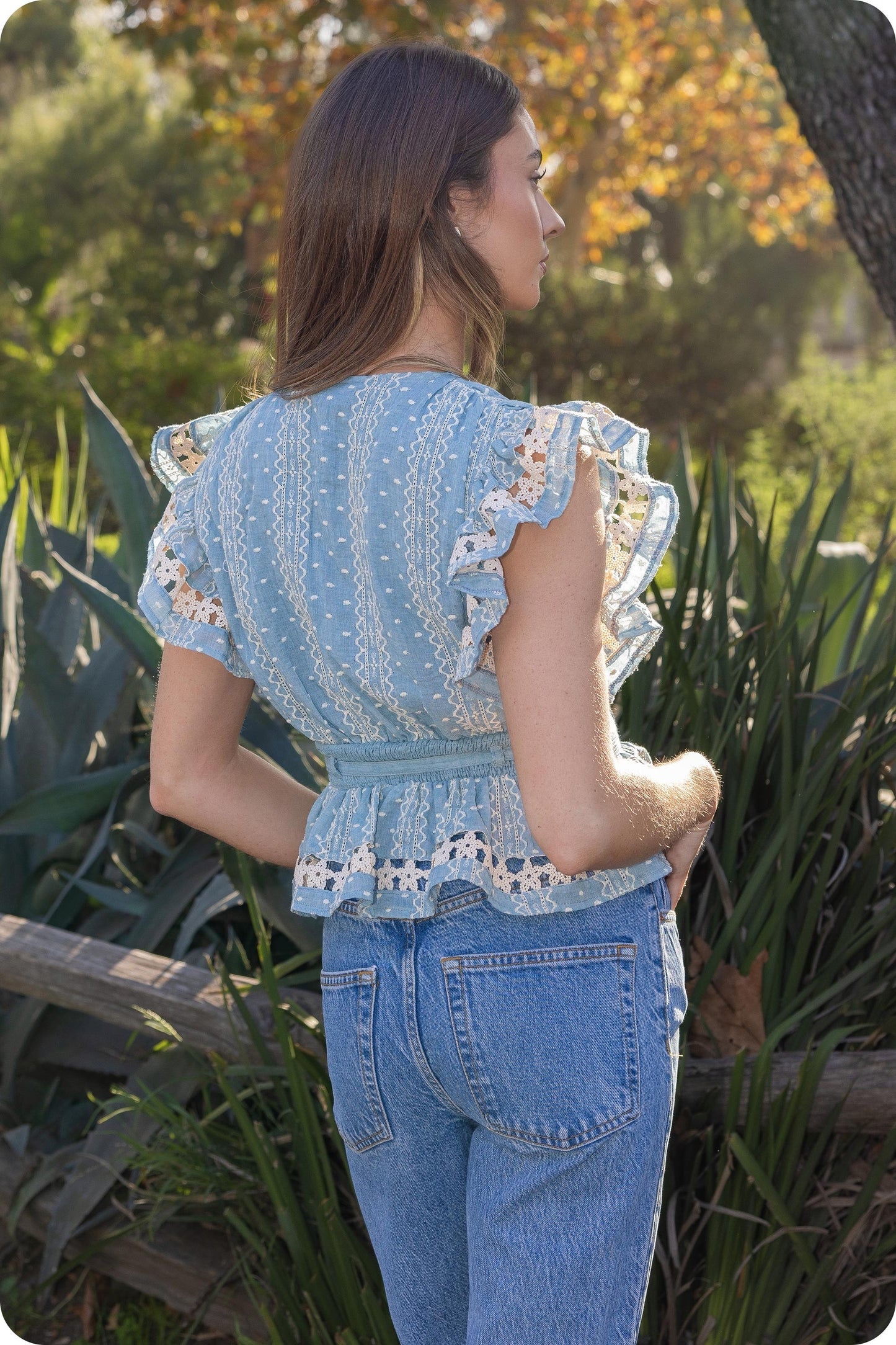 The Sylvie Embroidered Chambray Top