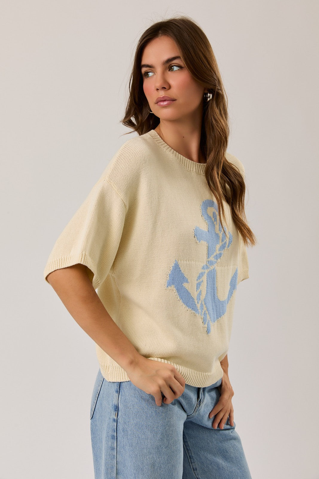 Anchors Away Short Sleeve Sweater