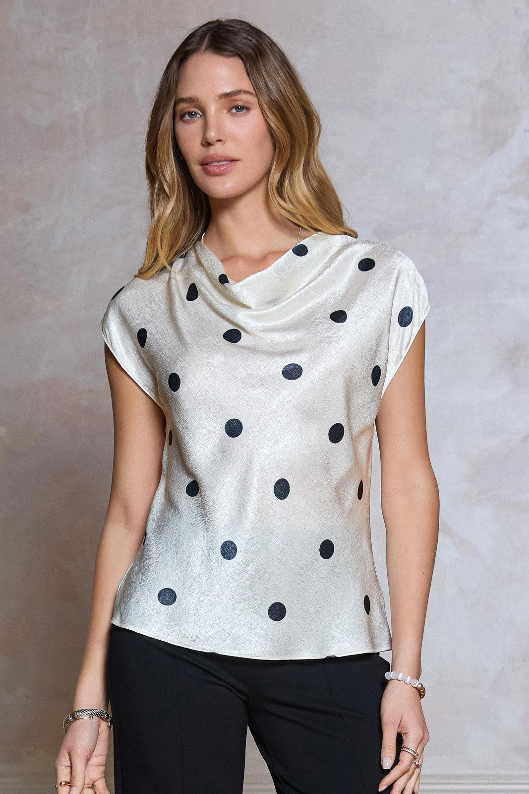 Zoe Polka Dot Cowl Blouse
