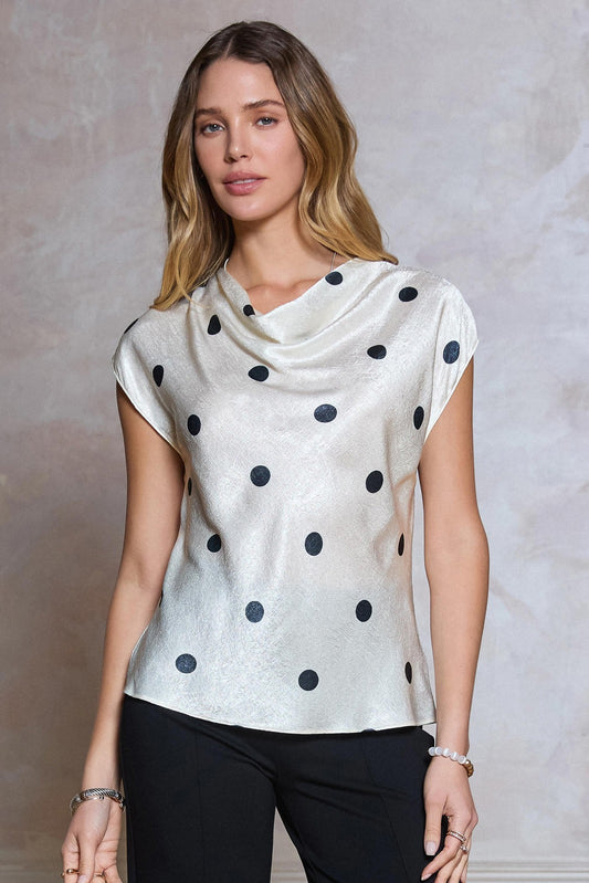 Zoe Polka Dot Cowl Blouse