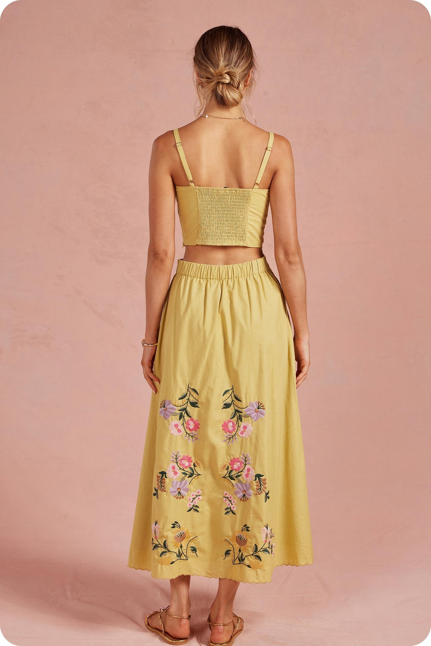 Valencia Embroidered Botanical Two-Piece Set