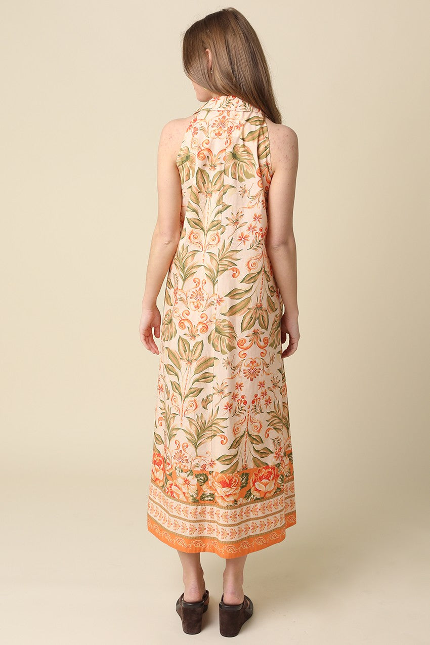 Relaxed fit collared maxi dress with pockets