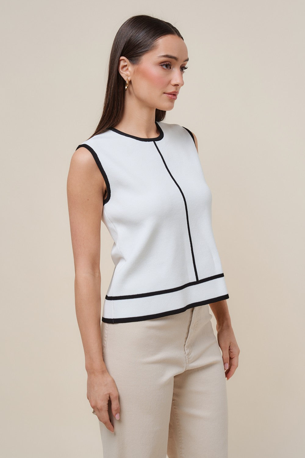 color block sleeveless sweater 