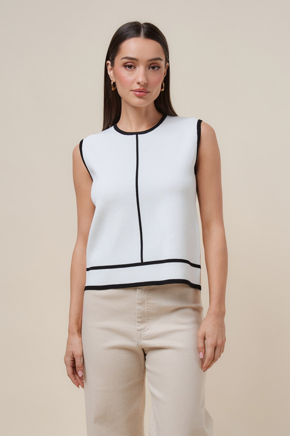 color block sleeveless sweater 