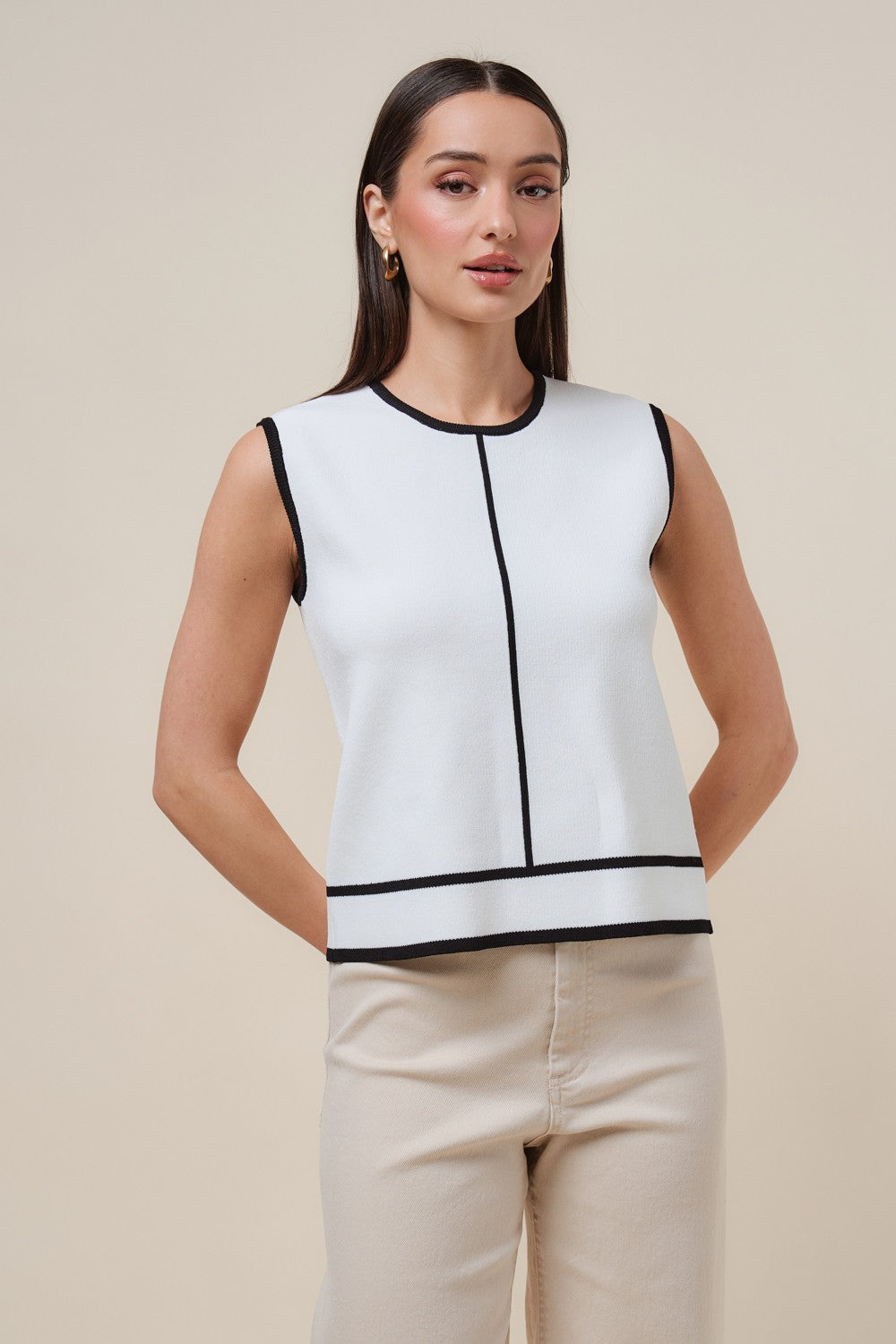 color block sleeveless sweater 