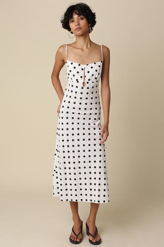 Lana Polka Dot Open-Back Maxi Dress