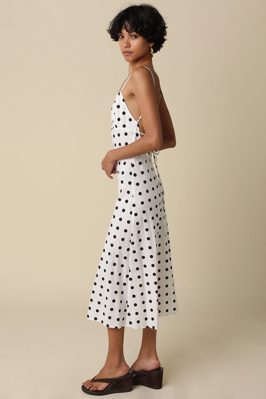 Lana Polka Dot Open-Back Maxi Dress
