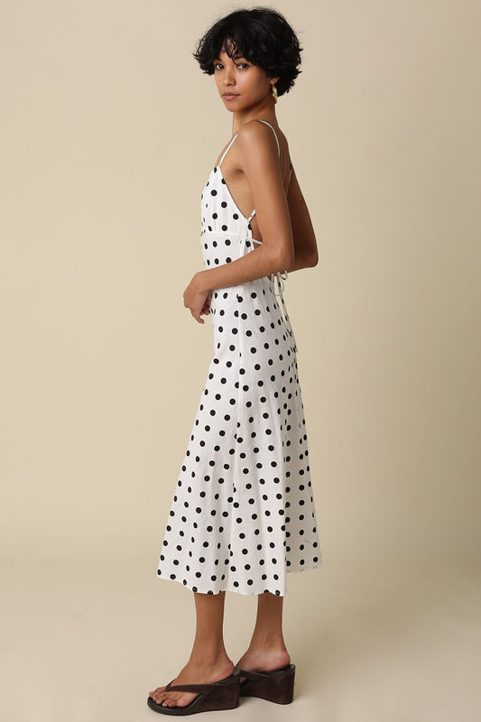 Lana Polka Dot Open-Back Maxi Dress