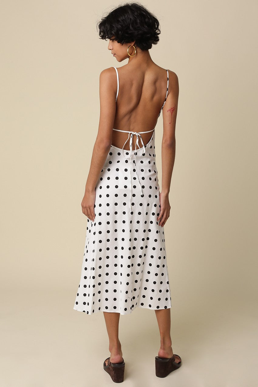 Lana Polka Dot Open-Back Maxi Dress