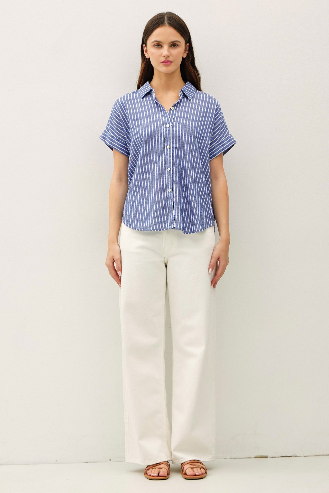 The Little Blended Linen Short Sleeve Striped Shirt