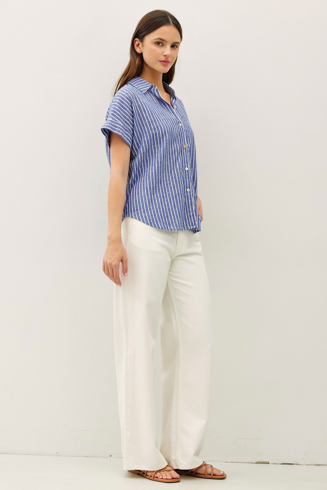 The Little Blended Linen Short Sleeve Striped Shirt