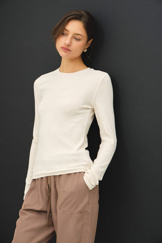 Everyday Essential Ribbed Long Sleeve Knit Top