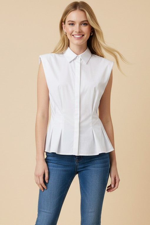 Megan Sleeveless Peplum Shirt