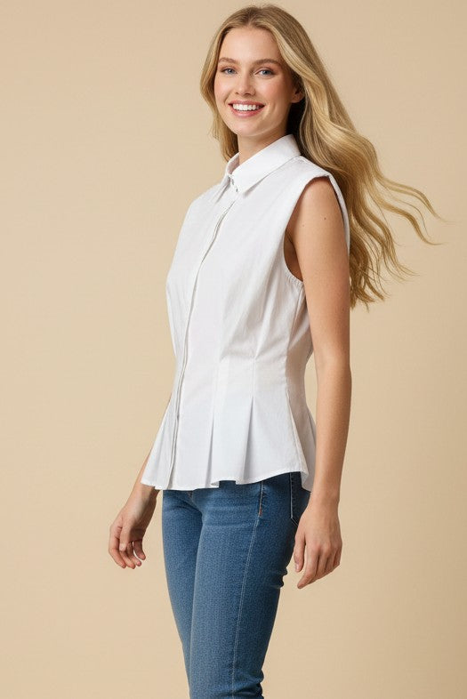 Megan Sleeveless Peplum Shirt