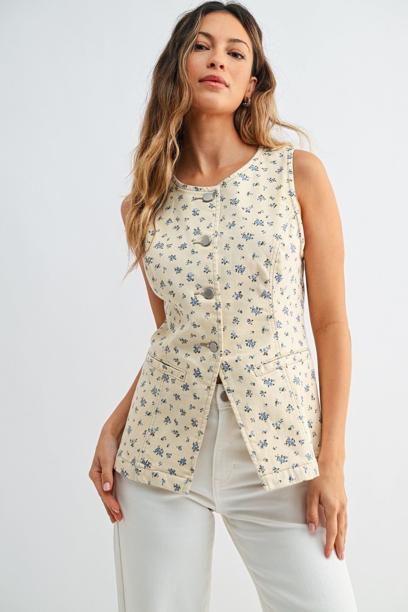 Lila Floral Tailored Vest