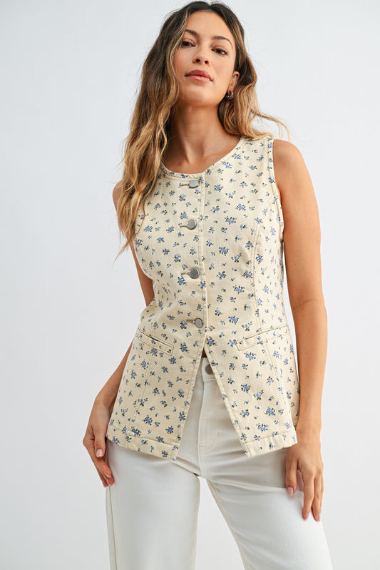 Lila Floral Tailored Vest