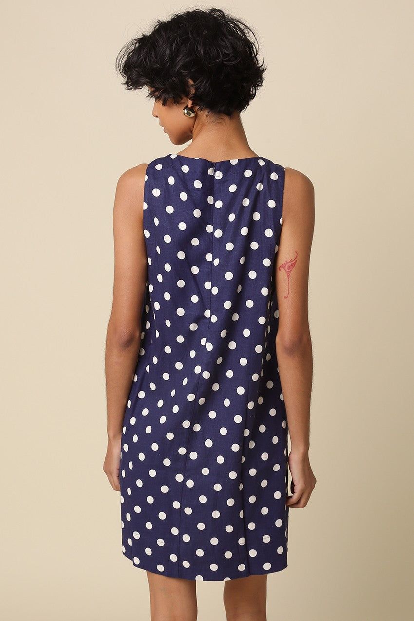 Audrey Polka Dot Linen Mini Dress