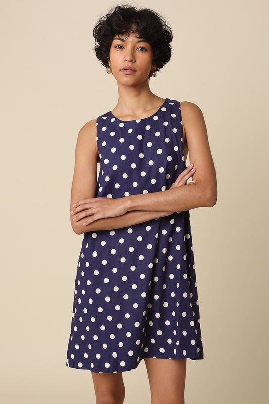 Audrey Polka Dot Linen Mini Dress