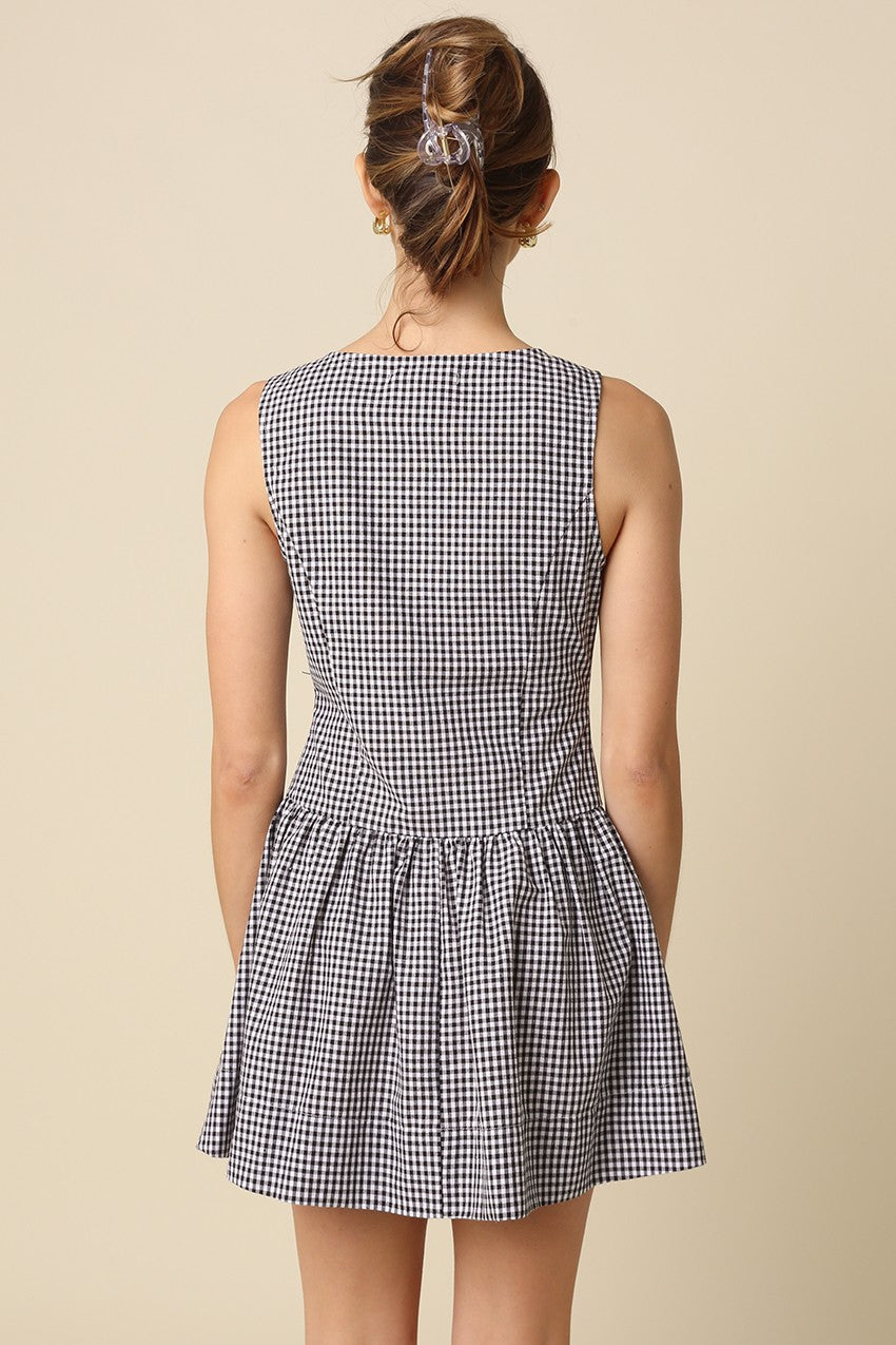 The Mallory Gingham Button Mini Dress