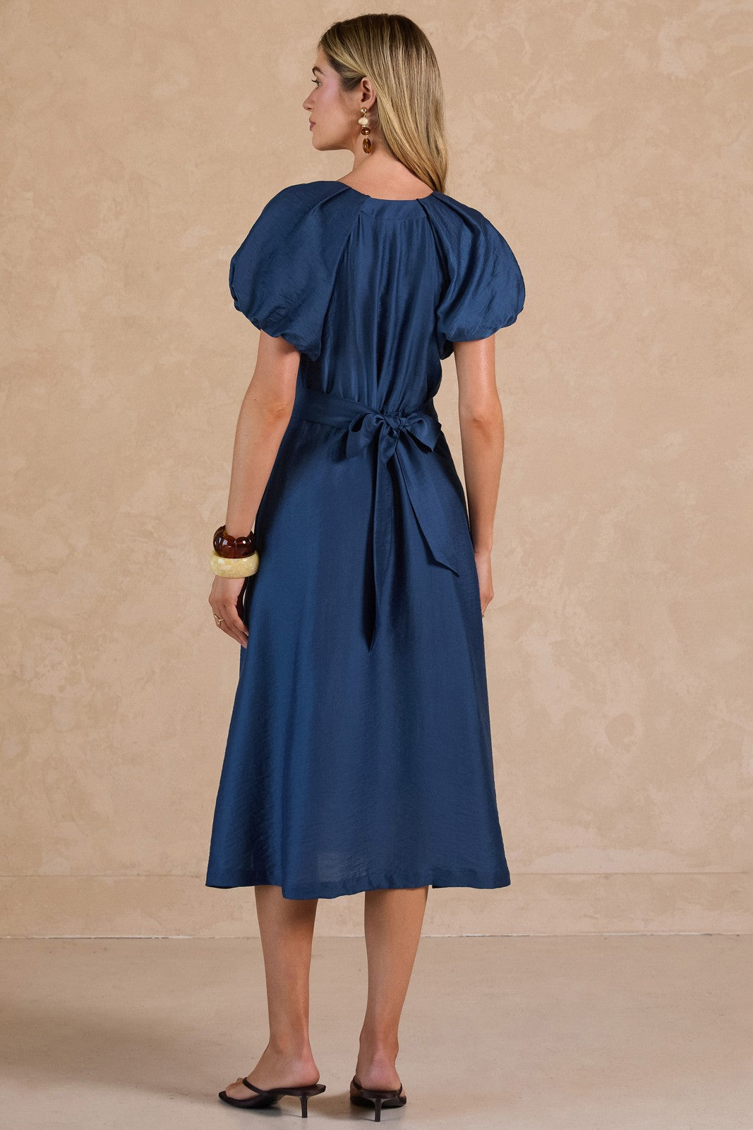 The Nicole Puff Sleeve A-Line Midi Dress