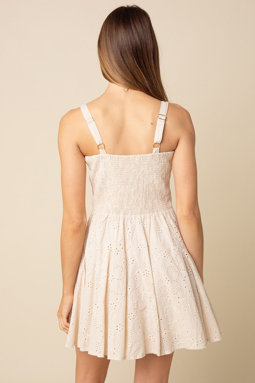 Clara Embroidered Pleated Mini Dress