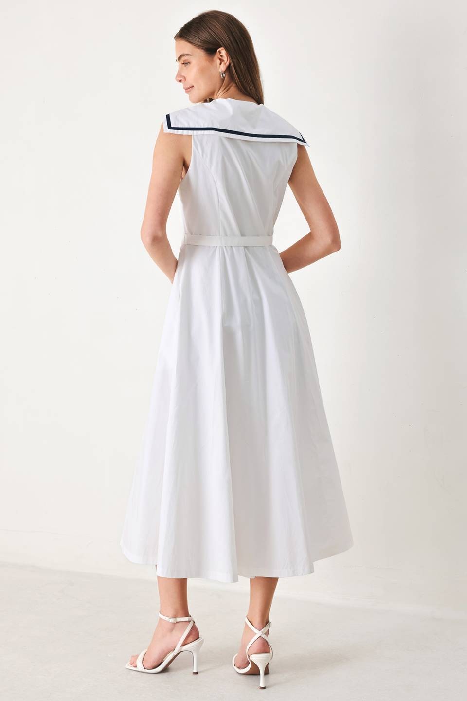 Marlowe Sailor Collar Belted Midi Dress