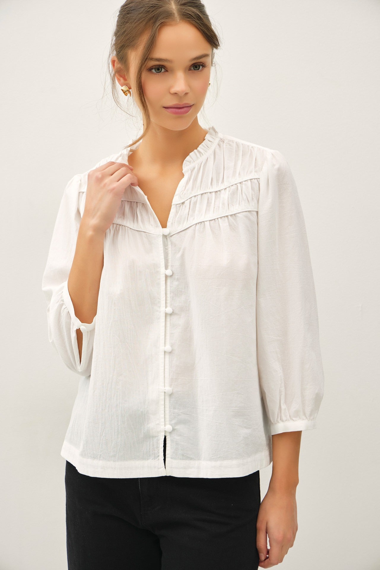 The Lydia Cotton Button-Up Blouse