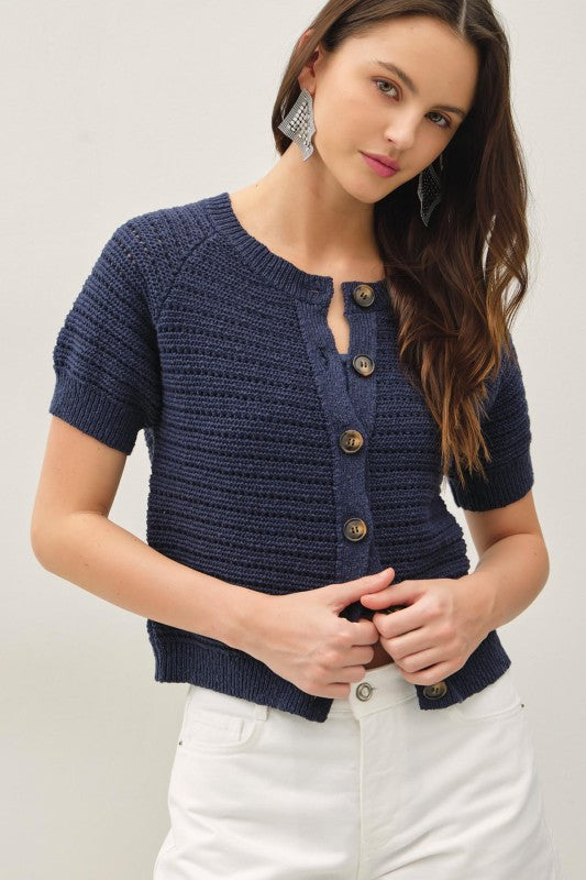The Delilah Crochet Puff Sleeve Cardigan