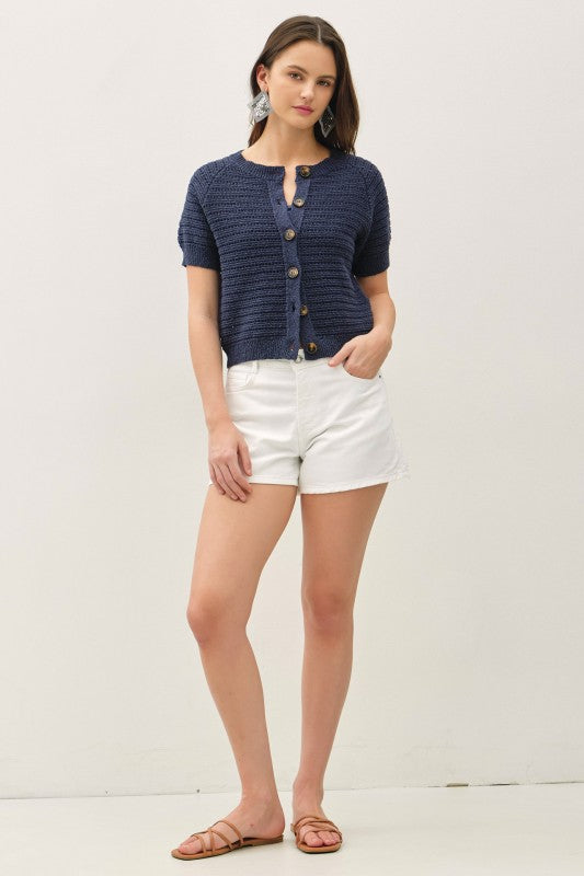 The Delilah Crochet Puff Sleeve Cardigan