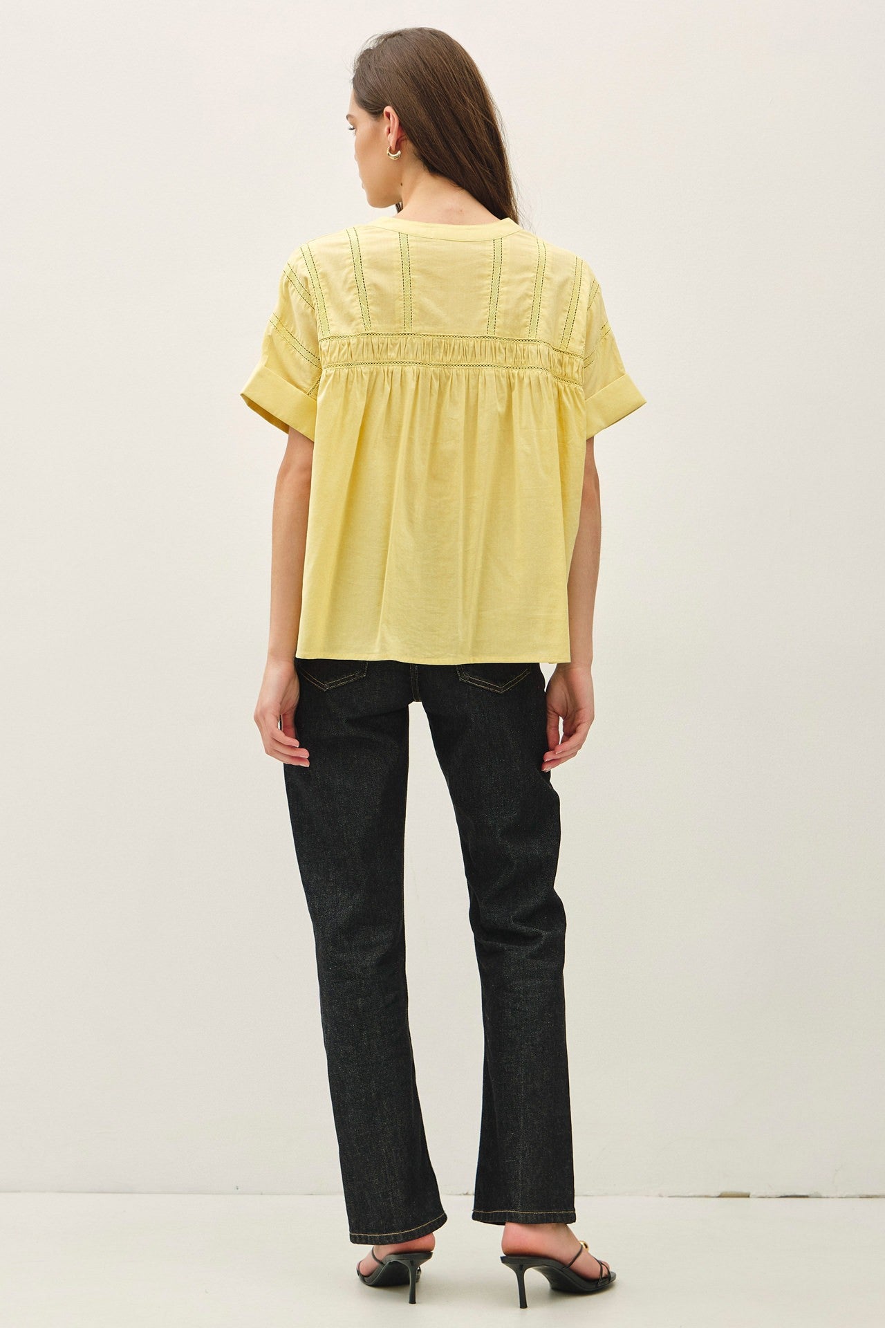 Margot Lace Trim Henley Blouse