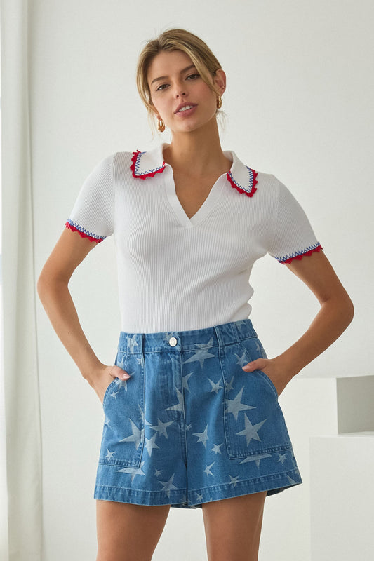 The Taylor Contrast Trim Polo Top