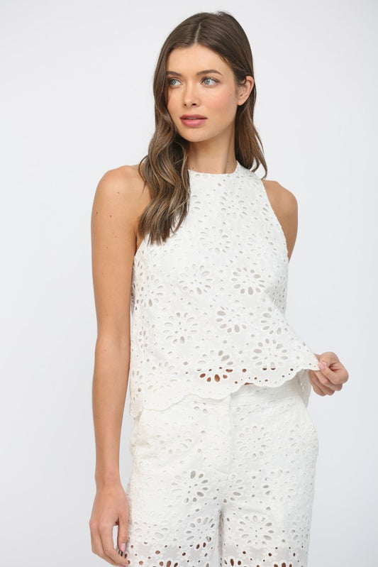 Sleeveless eyelet top