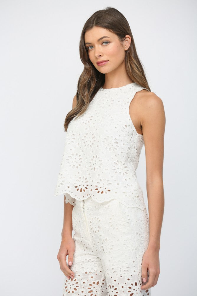 Sleeveless eyelet top