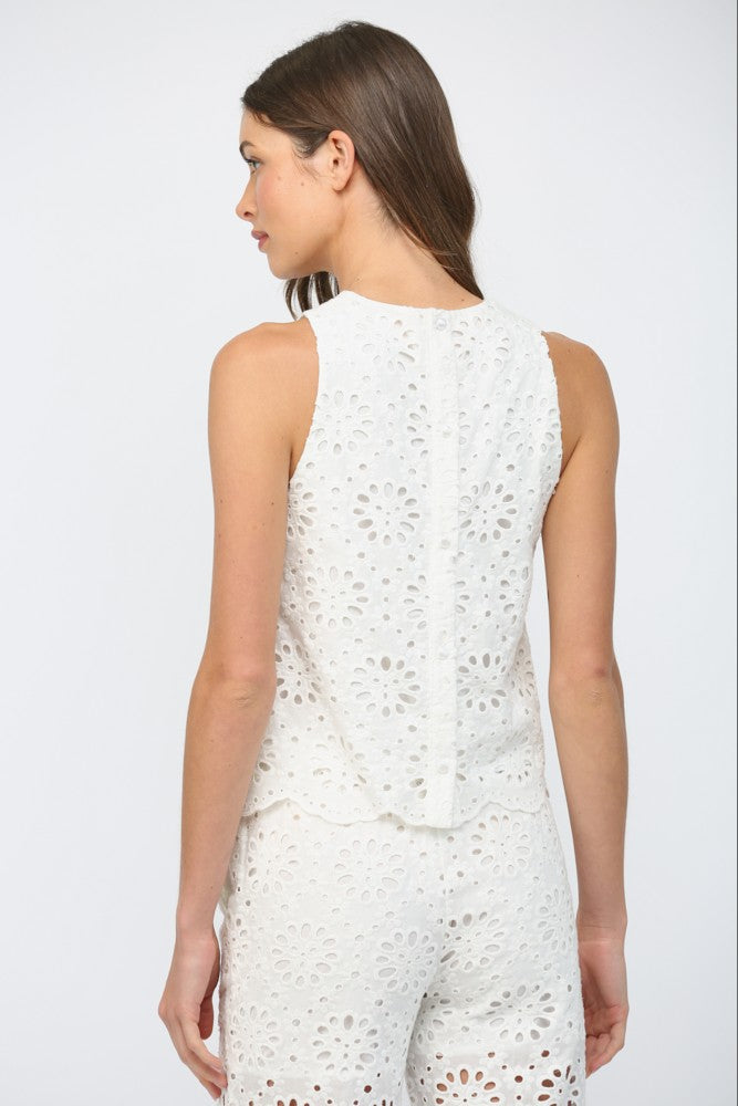 Sleeveless eyelet top