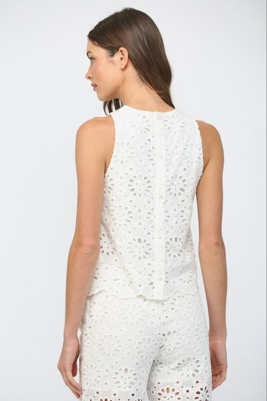 Sleeveless eyelet top