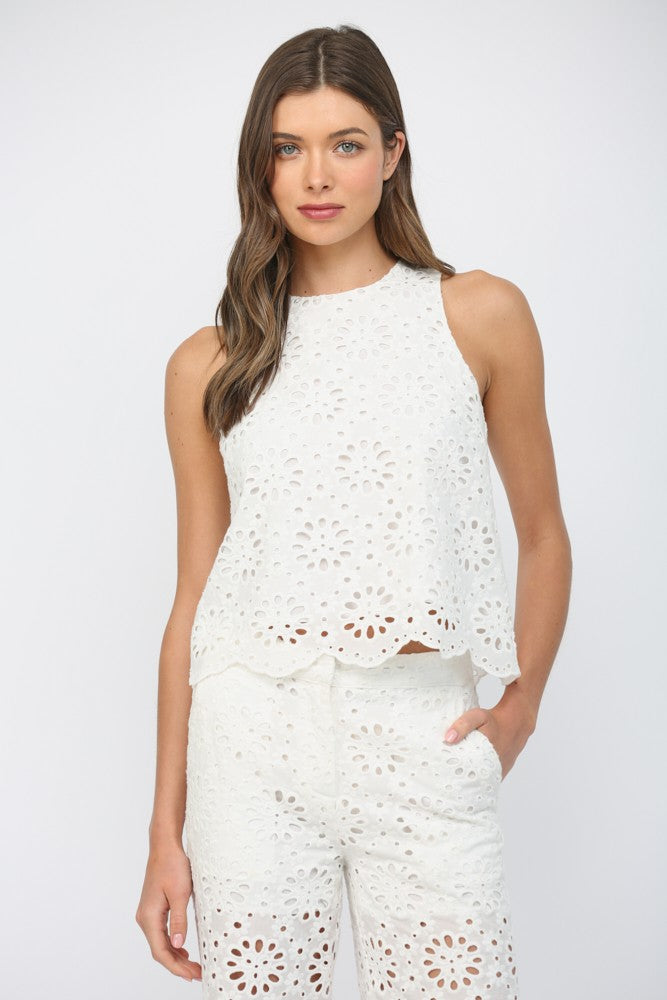 Sleeveless eyelet top