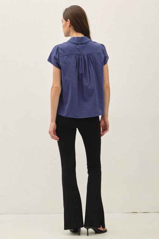 cotton voile blouse featuring lace trim and delicate pintuck detailing
