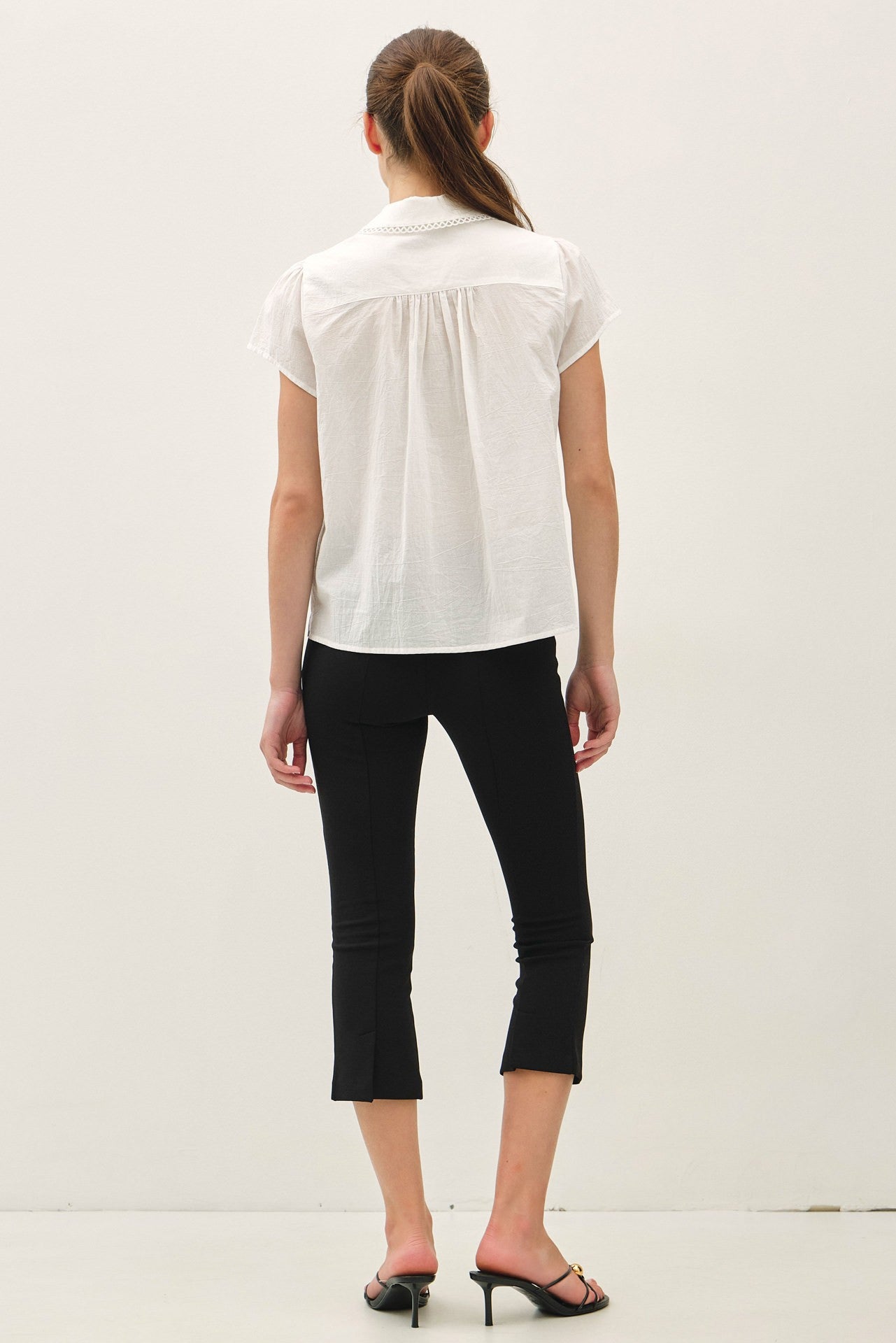 cotton voile blouse featuring lace trim and delicate pintuck detailing