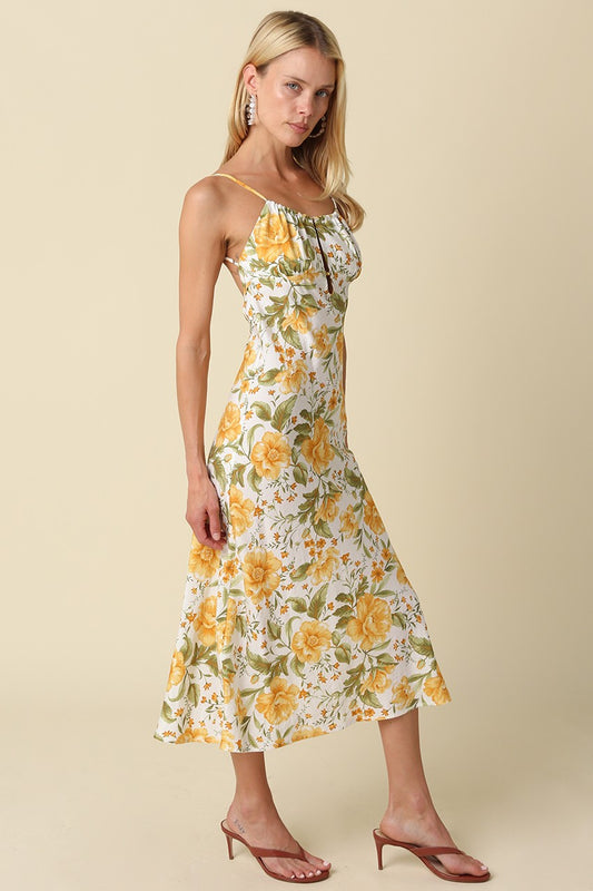 The Keira Floral Open-Back Maxi Dress