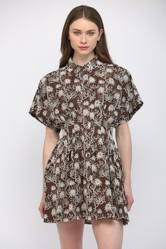 Vienna Floral Embroidered Waist Dress