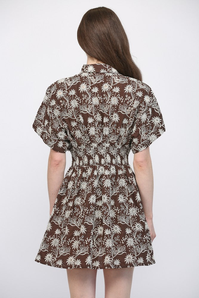 Vienna Floral Embroidered Waist Dress