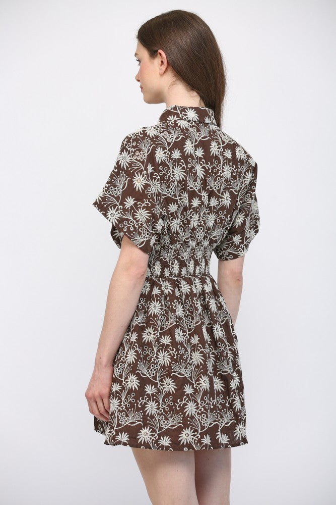 Vienna Floral Embroidered Waist Dress