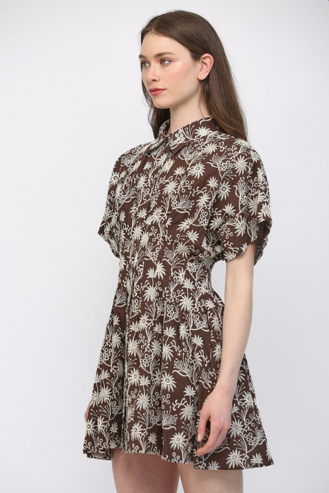 Vienna Floral Embroidered Waist Dress