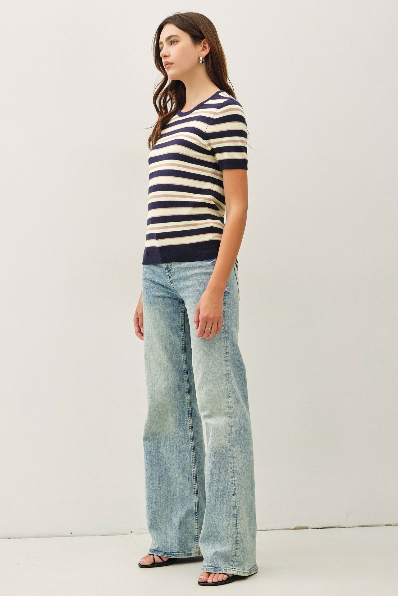 Aria Multi-Stripe Knit Sweater Top