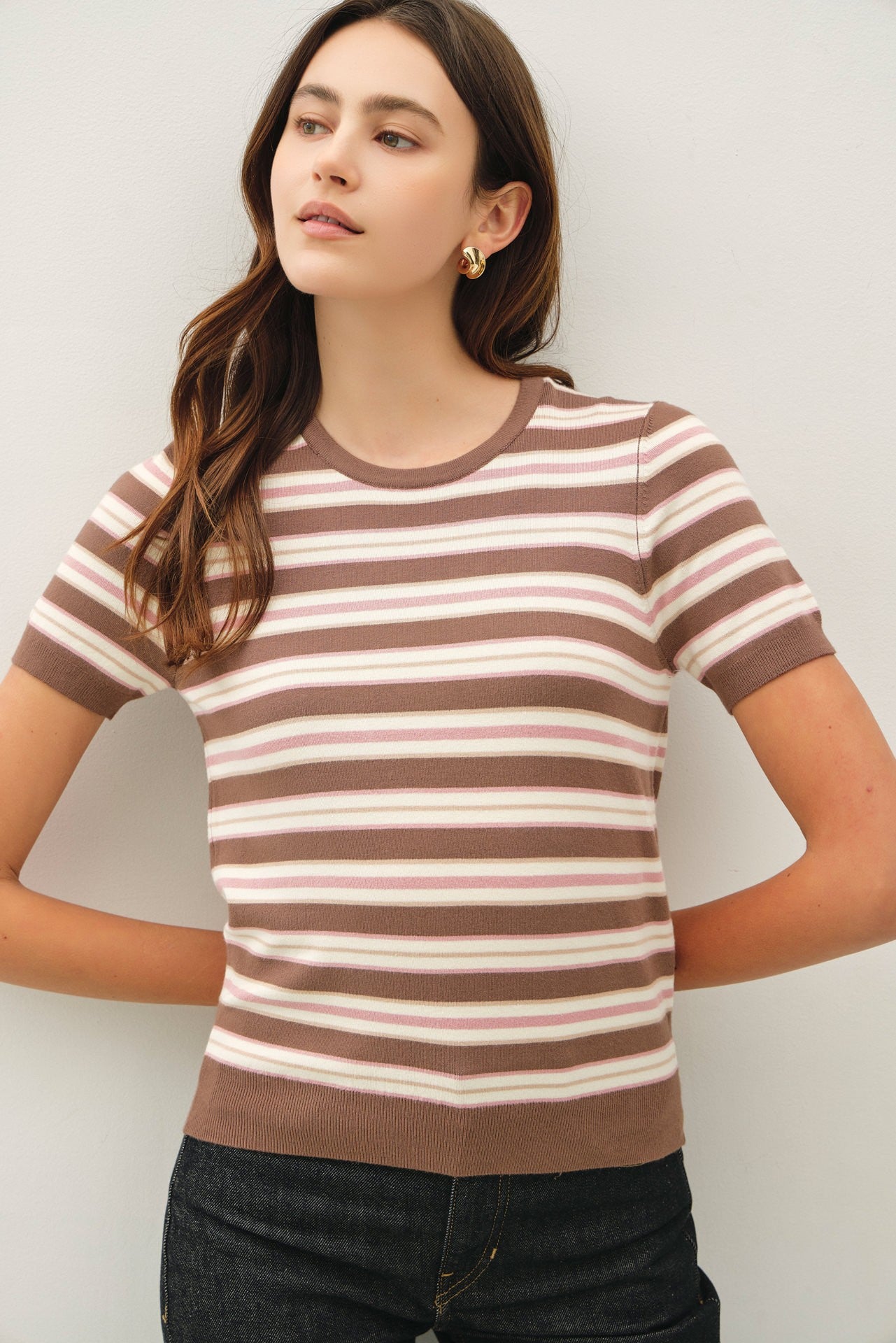 Aria Multi-Stripe Knit Sweater Top