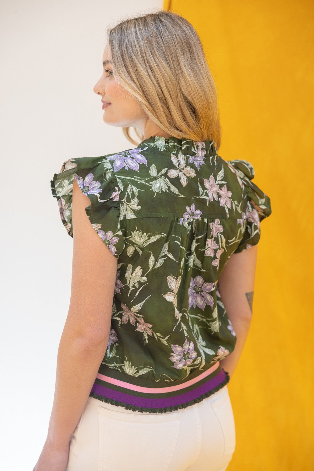 The Hadley Floral Ribbed Band Top