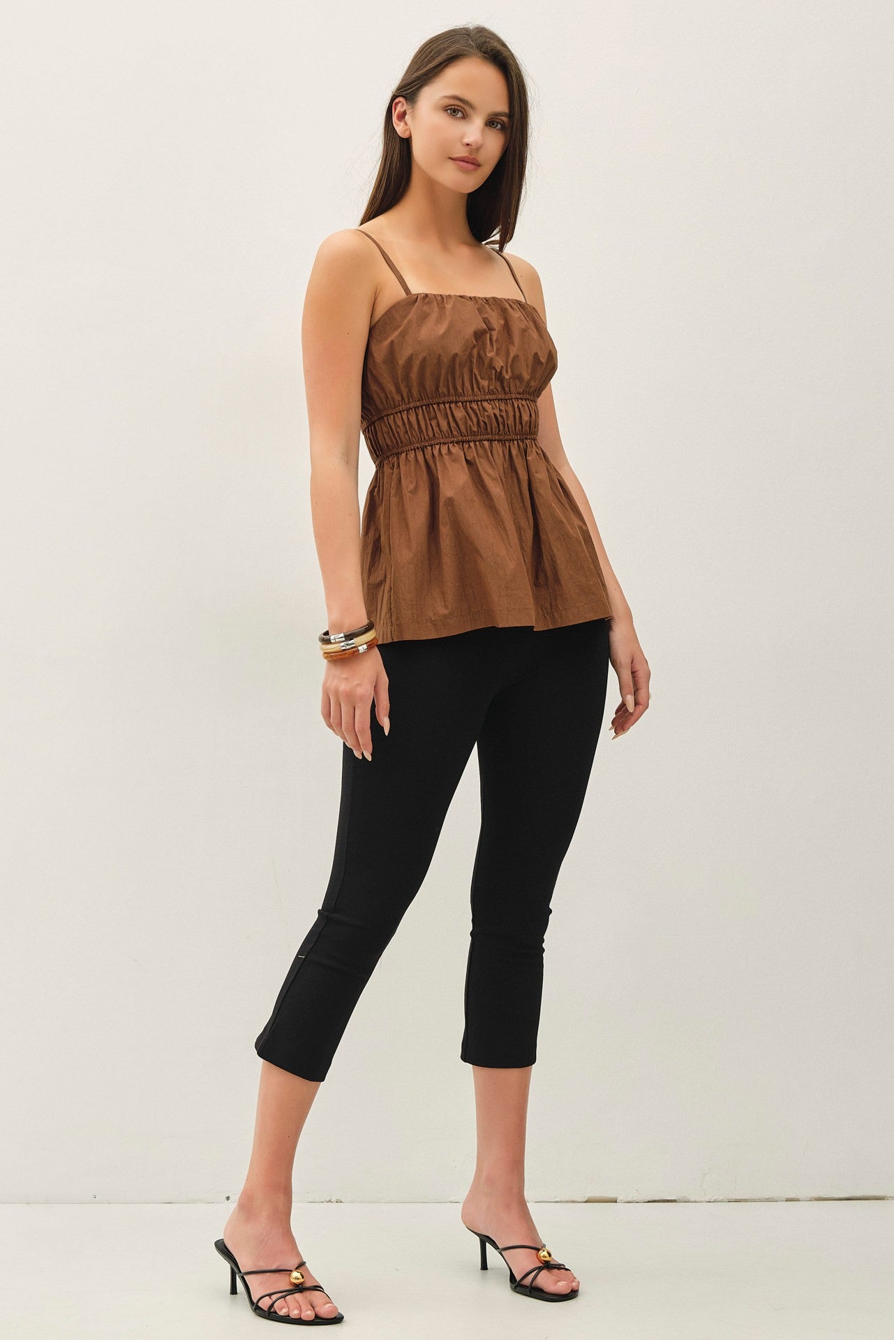 Jolie Ruched Peplum Cami Top